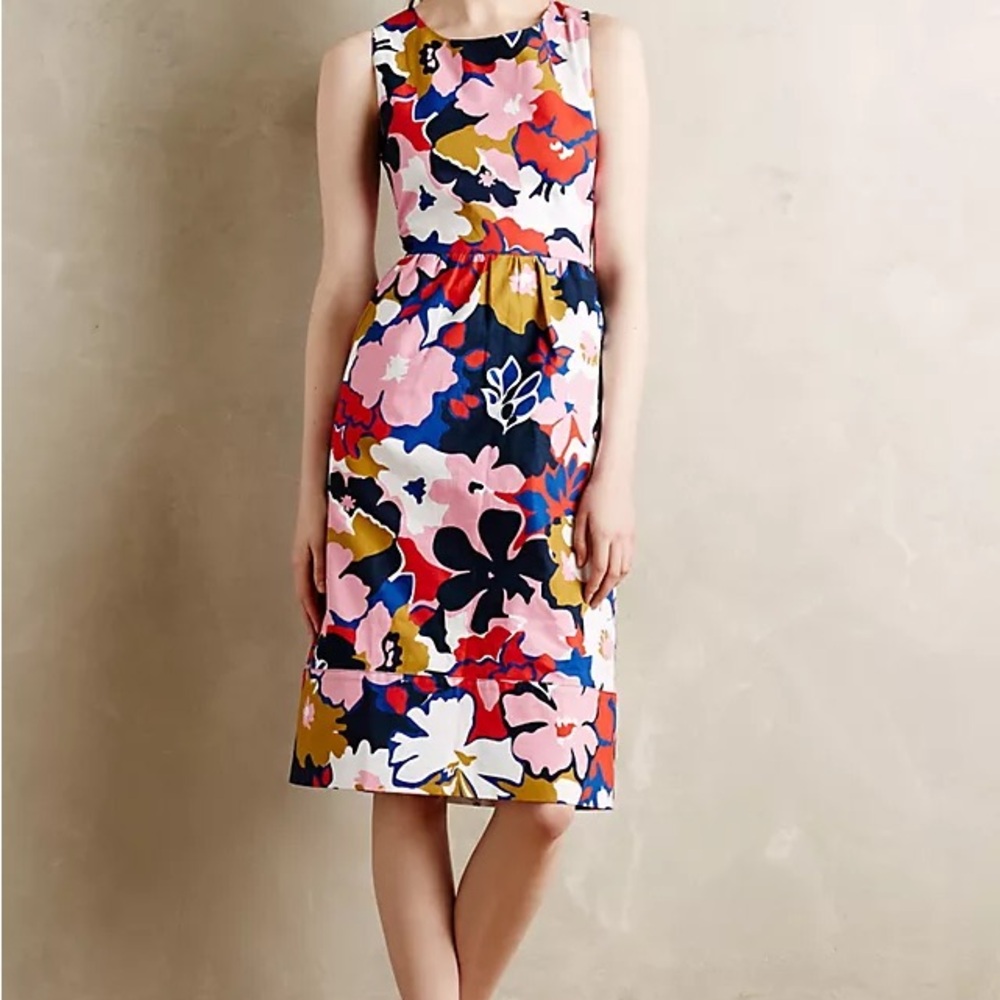 Anthropologie Whit Two Petalprint Cross-Back Floral Sleeveless Dress Size 0
